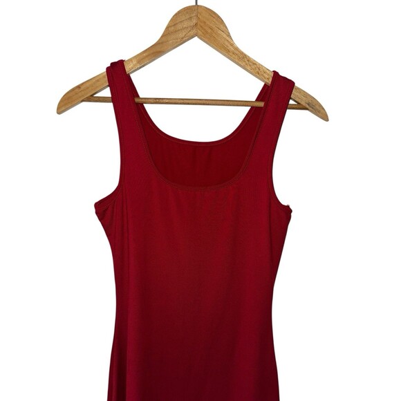 Red Bodycon Tank Dress Womens S Sleeveless Stretch Clubwear Minimalist - Picture 5 of 13